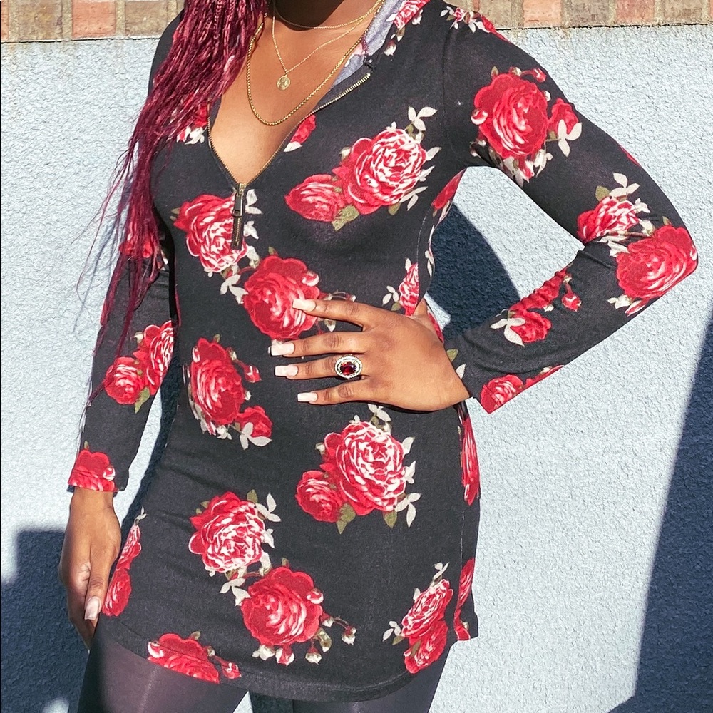 Floral Hooded Mini Dress